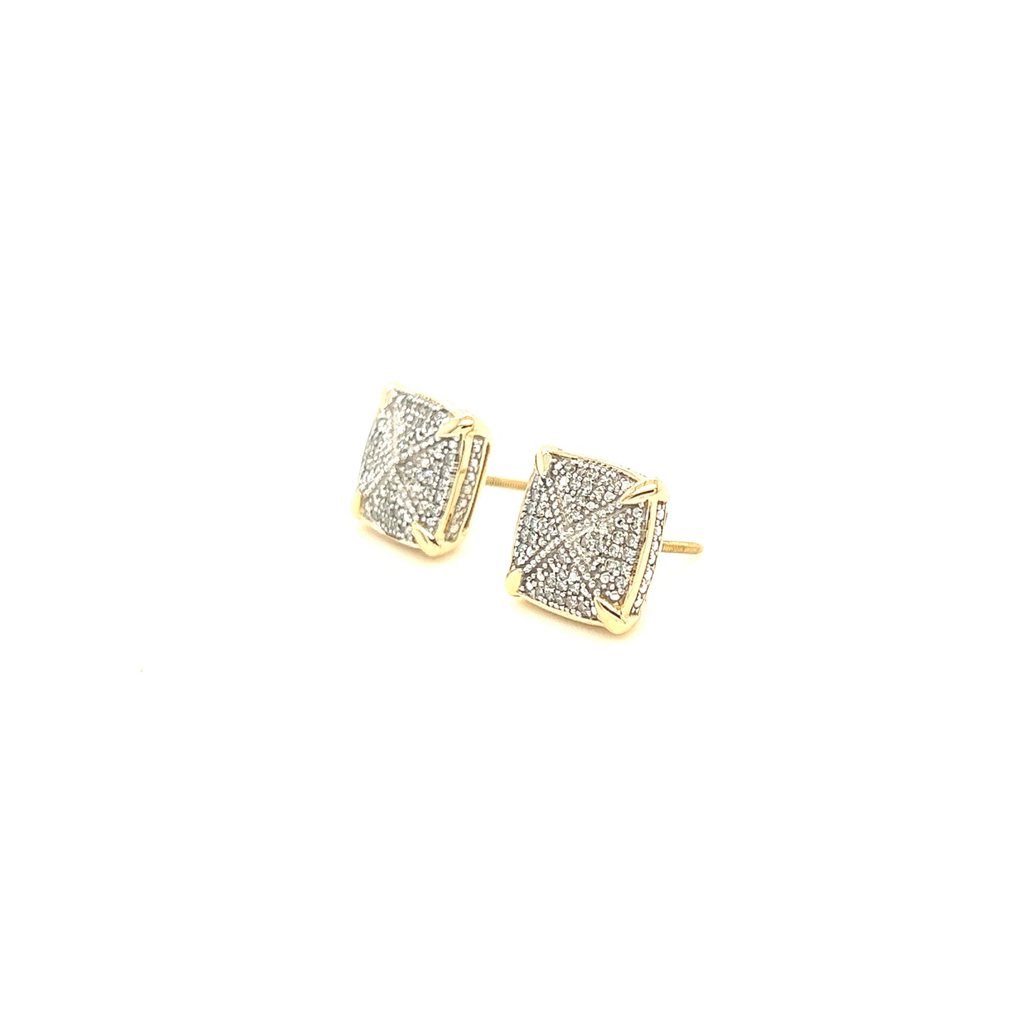 14K Gold Cushion-Shaped Diamond Cluster Earrings