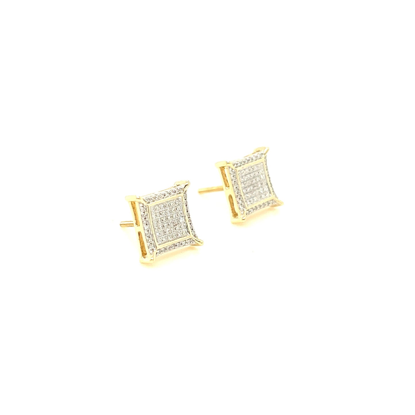 14K Gold Square Diamond Cluster Earrings