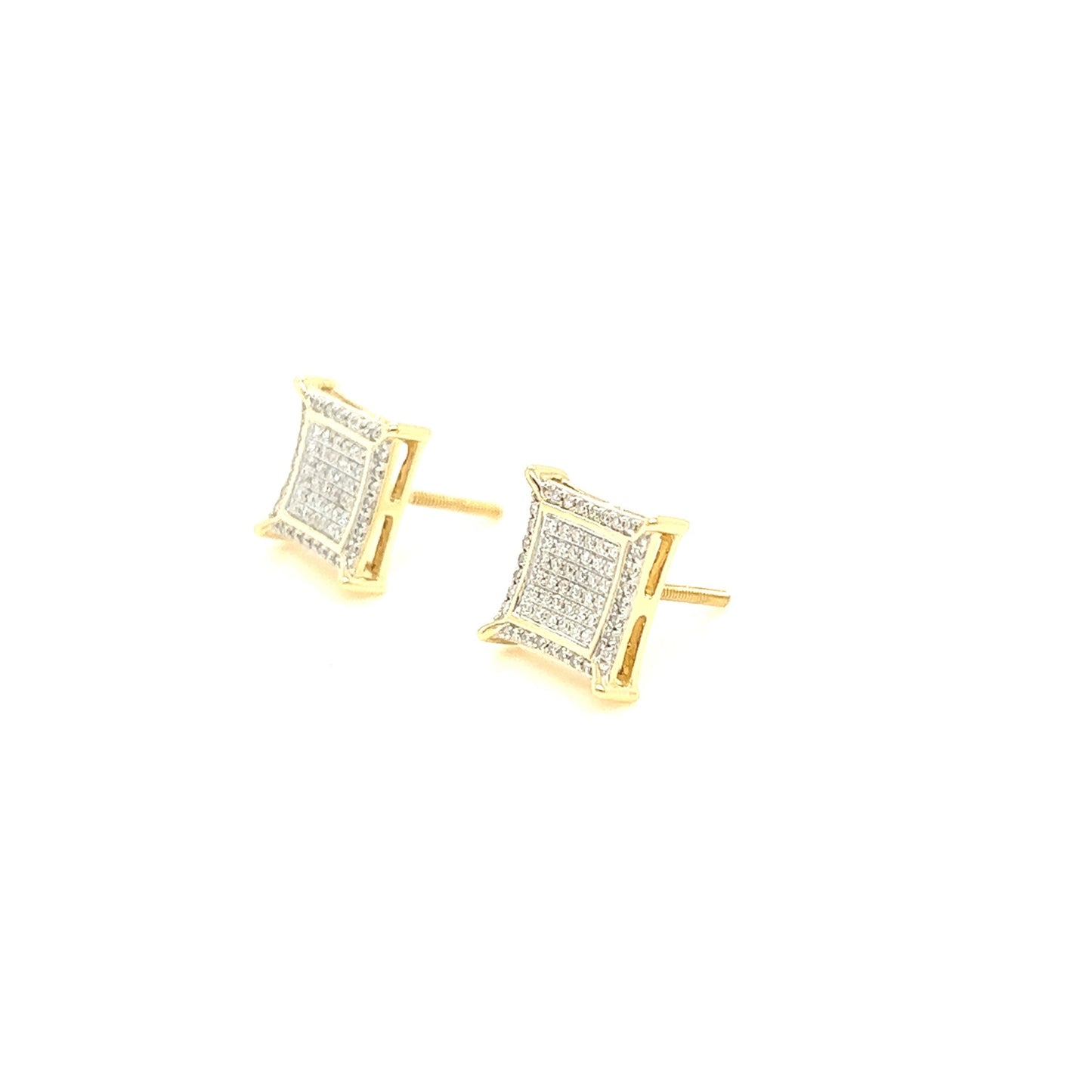 14K Gold Square Diamond Cluster Earrings