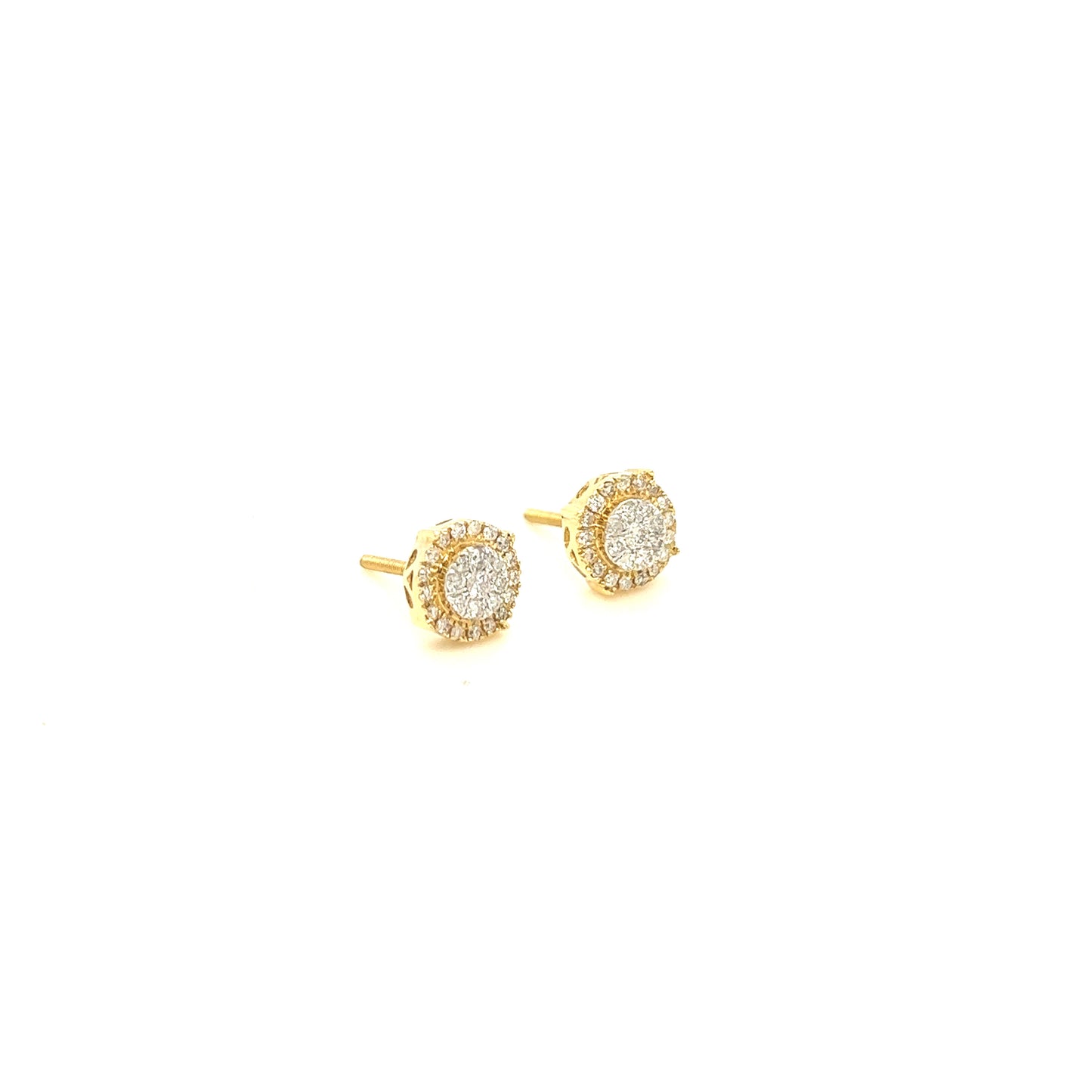 14K Gold Halo Diamond Cluster Earrings