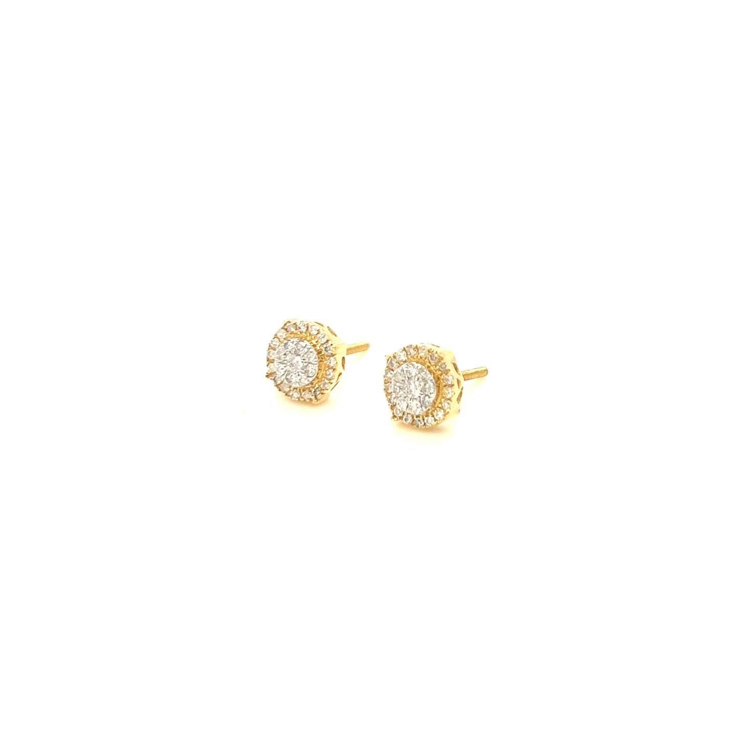 14K Gold Halo Diamond Cluster Earrings