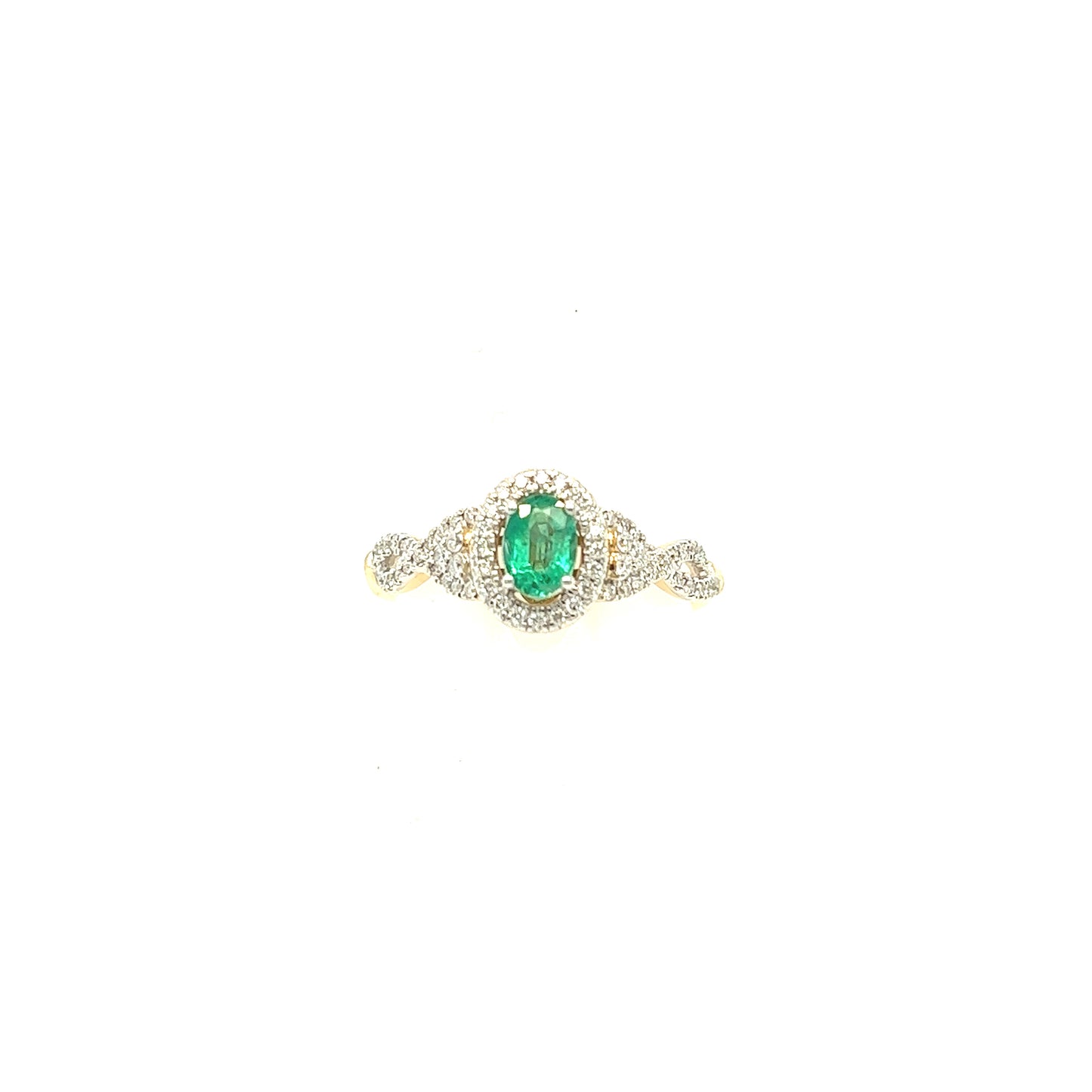 14K Emerald & Diamond Ring